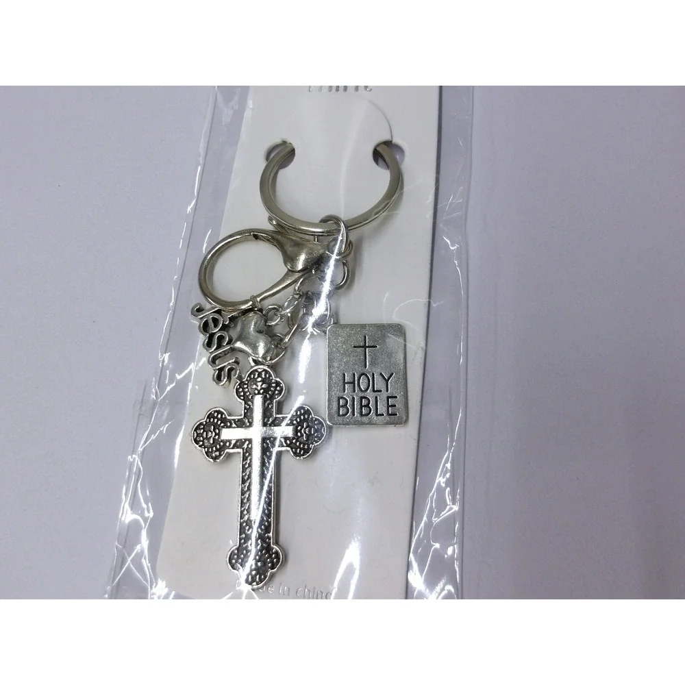 Religious‎ Keychain Set Cross Holy Bible Jesus Charms Bag Charms / #26684